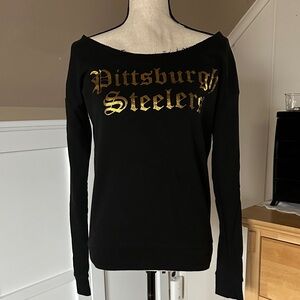 Victoria's Secret Pink Pittsburgh Steelers on/off shoulder sweatshirt